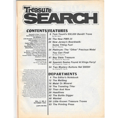 Treasure Search Magazine 1983 October Metal Detecting Gold Diamonds M2