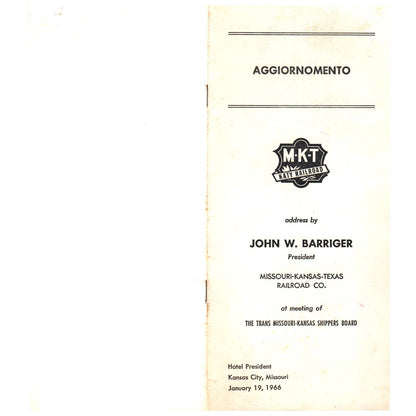 1966 MKT Katy Railroad Aggiornamento Address John W. Barriger Kansas City SE4