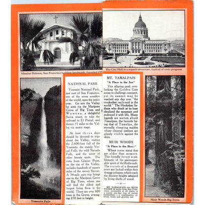 1925 San Francisco Tourist League Travel Guide Fold Out Travel Brochure SE3-4