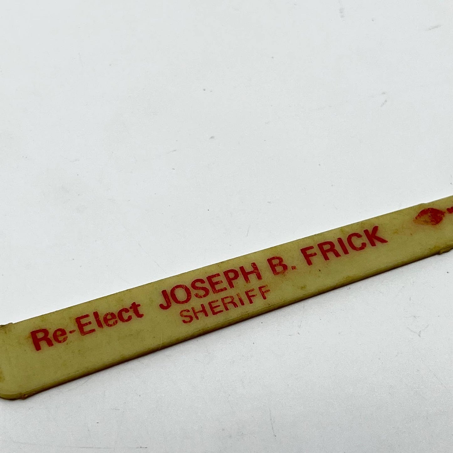 Vintage Political Advertising Nail File Re-Elect Joseph B. Frick Sheriff SC3