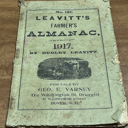 1917 Levitt’s Farmer’s Almanac Dover New Hampshire Geo E. Barney No. 121 NH1