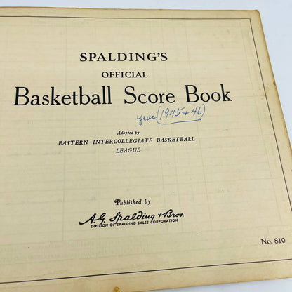 1945-46 Spalding Official Basketball Score Book Centerville IN High School TC5