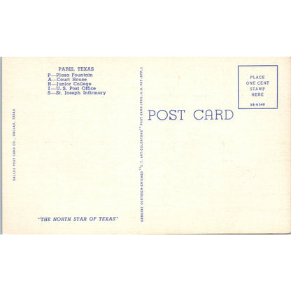 Greetings from Paris Texas Linen - Original Postcard TJ7-RP1