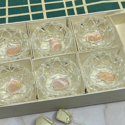 Bohemia Glass Czechoslovakia Crystal Glass Salt Cellar & Spoon Set w Box NOS TK2