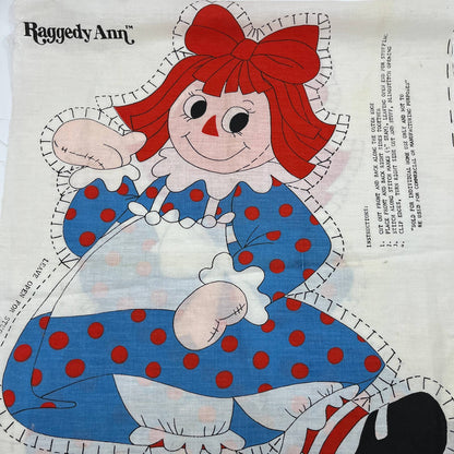 Vintage Fabric Panel RAGGEDY ANN Cut & Sew Spring Mills 167 Cotton 1978 TH6