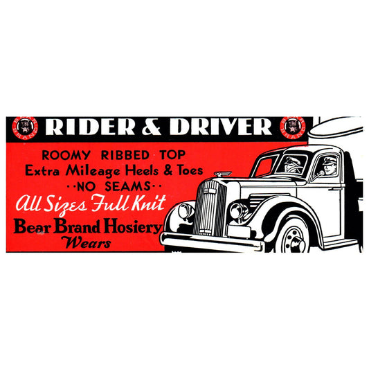 1930s Blotter Rider & Driver Bear Brand Hosiery SE4