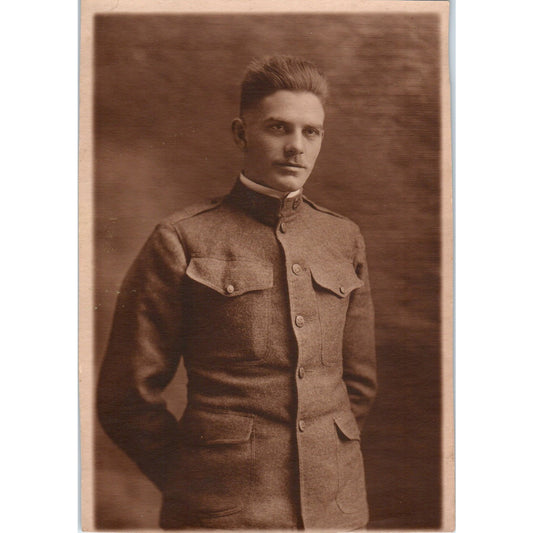 c1918 WWI US Military Officer Photo Wool Jacket 4x6 AK3-6