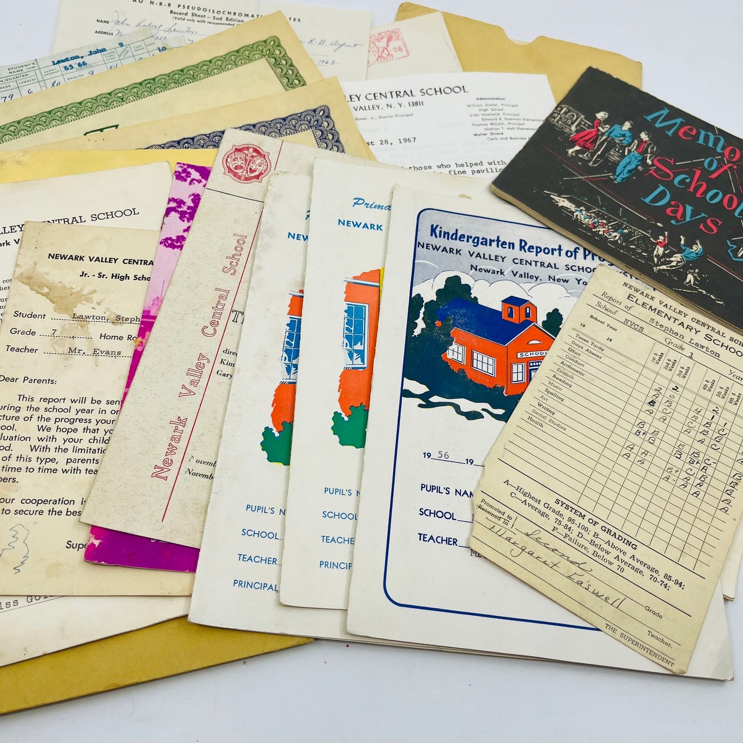 1960s Huge lot Newark Valley NY School System Ephemera John Stephen Lawton TH9