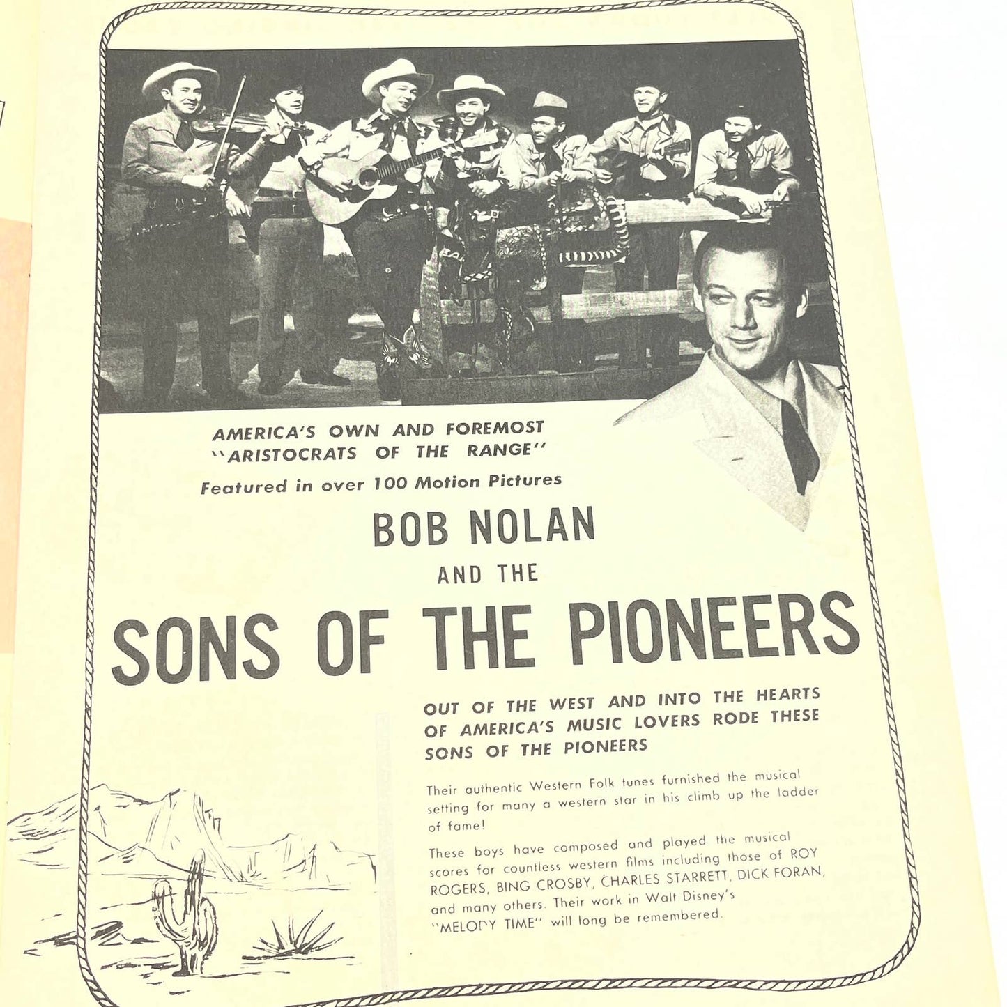 1940s SIGNED Bob Nolan and the Sons of the Pioneers 15th Anniversary Program TG4