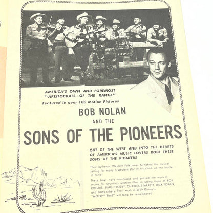 1940s SIGNED Bob Nolan and the Sons of the Pioneers 15th Anniversary Program TG4