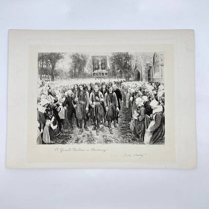 Victorian Art Print Engraving A Grand Pardon in Brittany Jules Breton FL3