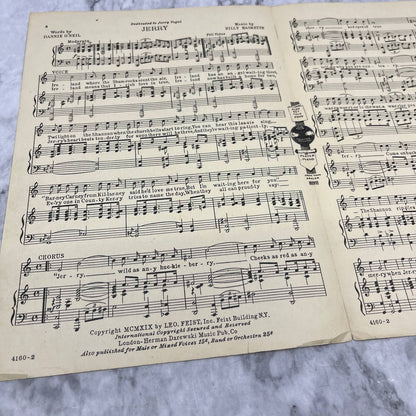 Jerry You Warra A Warrior in the War WWI 1919 Sheet Music TK2-SM3