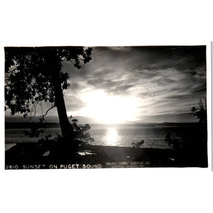 Vintage Postcard Sunset on Puget Sound Seattle Washington TD9-W2