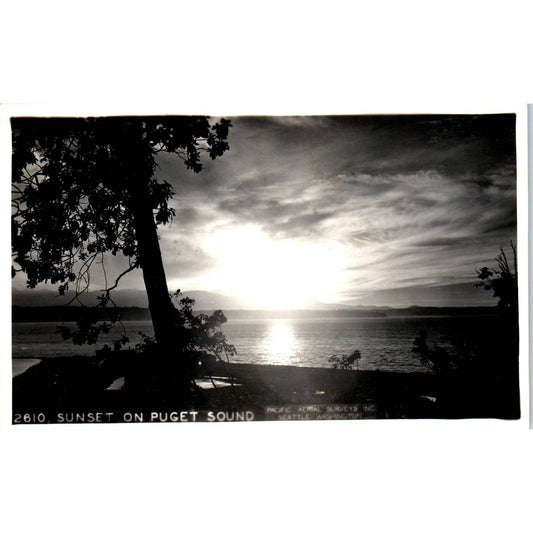 Vintage Postcard Sunset on Puget Sound Seattle Washington TD9-W2