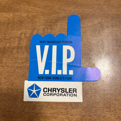 1965 New York World’s Fair Chrysler Corp VIP Badge Hand Brochure Creased AK7-H3