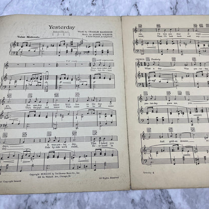 Gene Austin Sheet Music Yesterday 1920s Waltz Piano Ukulele Monte Wilhite V42-2