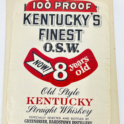Kentucky’s Finest OSW Whiskey Label  Set of 2 Greenbrier Bardstown Distillery KY