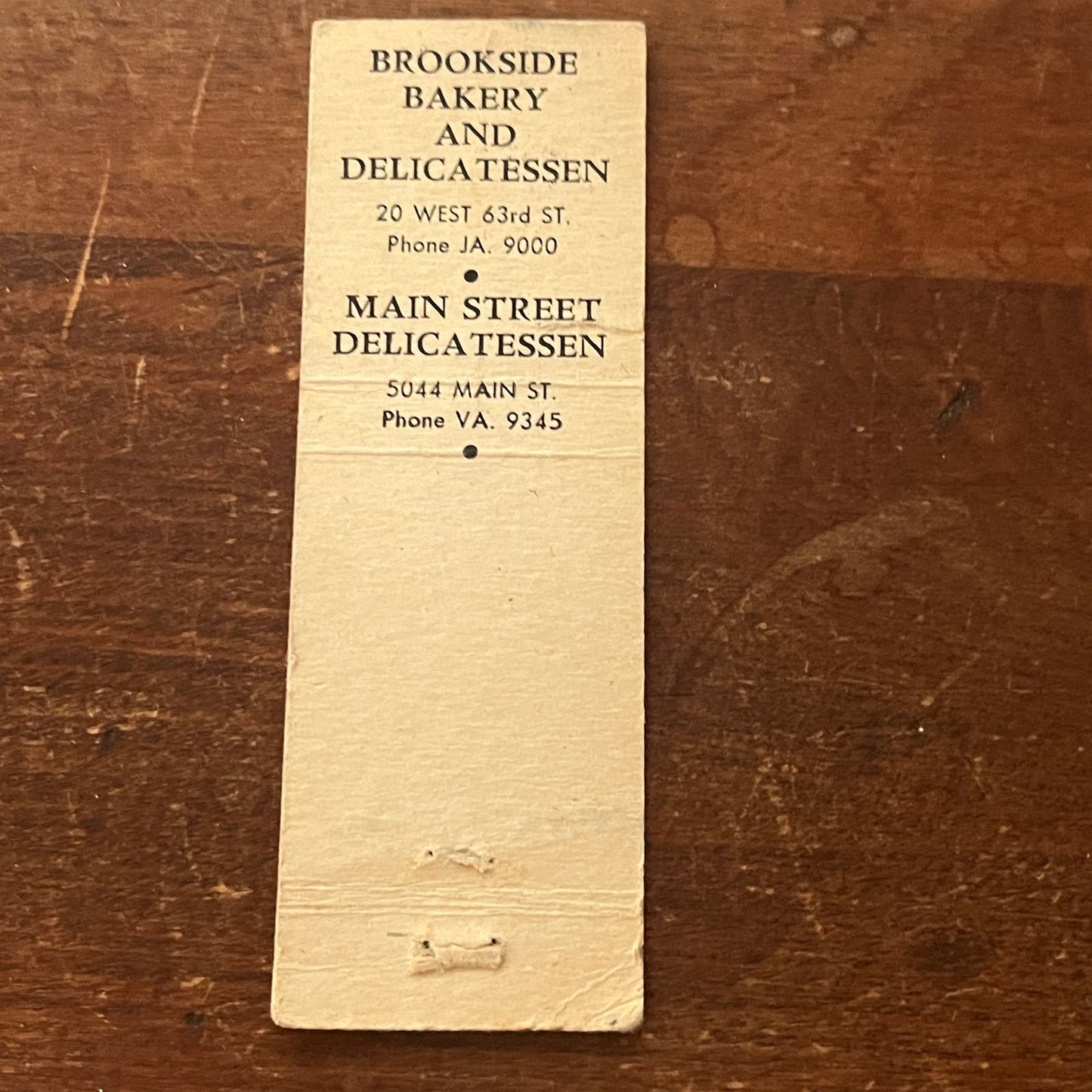 Brookside Bakery and Delicatessen Advertising Matchbook Cover SA9-M10