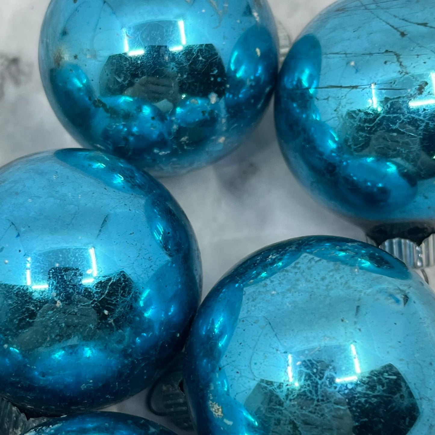 Shiny Brite 12 Vintage 1 3/4" Mercury Glass Ornaments Blue OT1