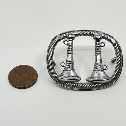 Vintage Firefighter’s Hat Pin Silver Tone 2 Bugle SD4