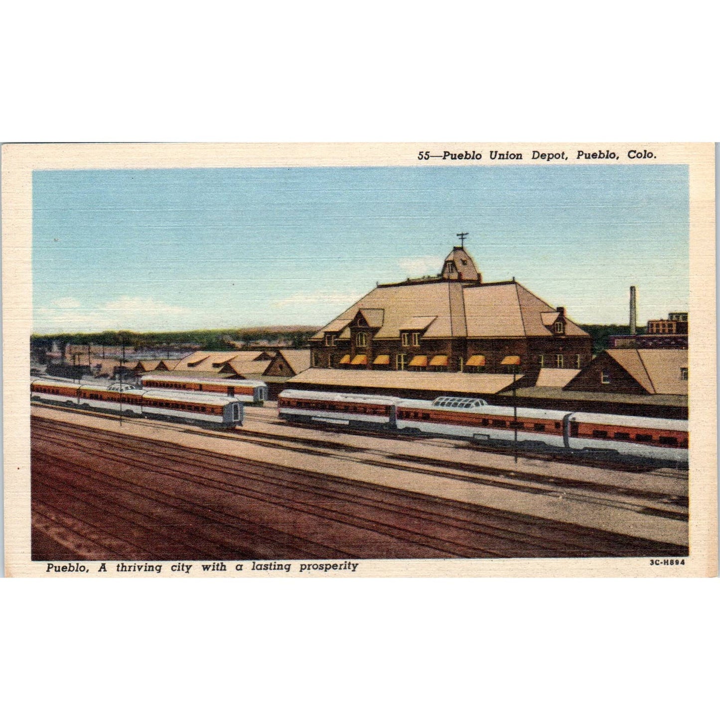 Pueblo Union Depot Pueblo Colorado Original Postcard TK1-26