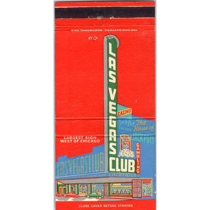 Las Vegas Club NV - Red Advertising Matchbook Cover SB3-M7