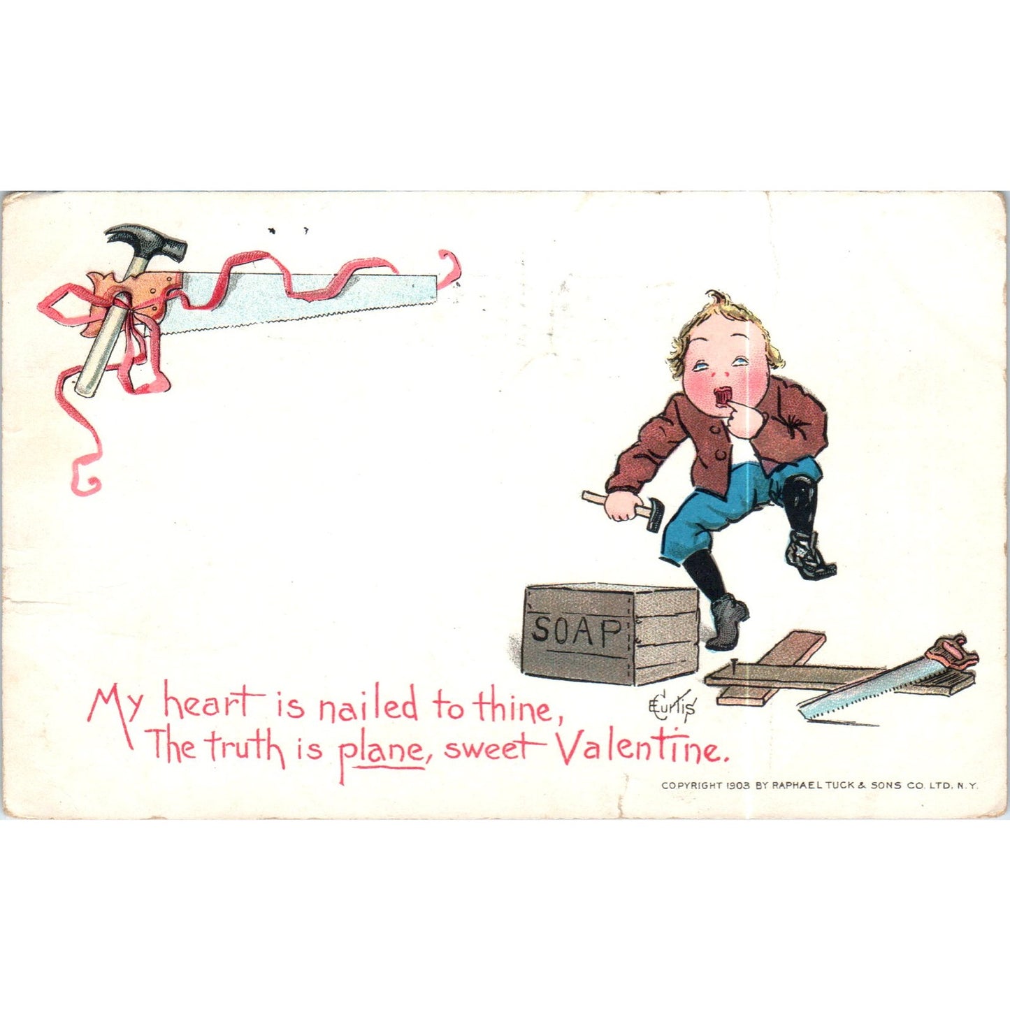 1905 Valentines Cartoon Humor Raphael Tuck Original Postcard P3-2
