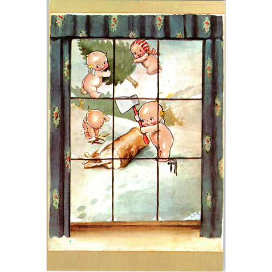 Kewpie Dolls Cutting Christmas Tree Original Postcard PB6