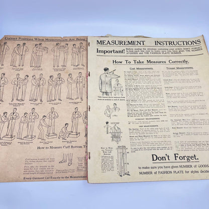 c1915 Republic Woolen Co. Chicago IL Book Measurement Blanks Men’s Clothing FL3