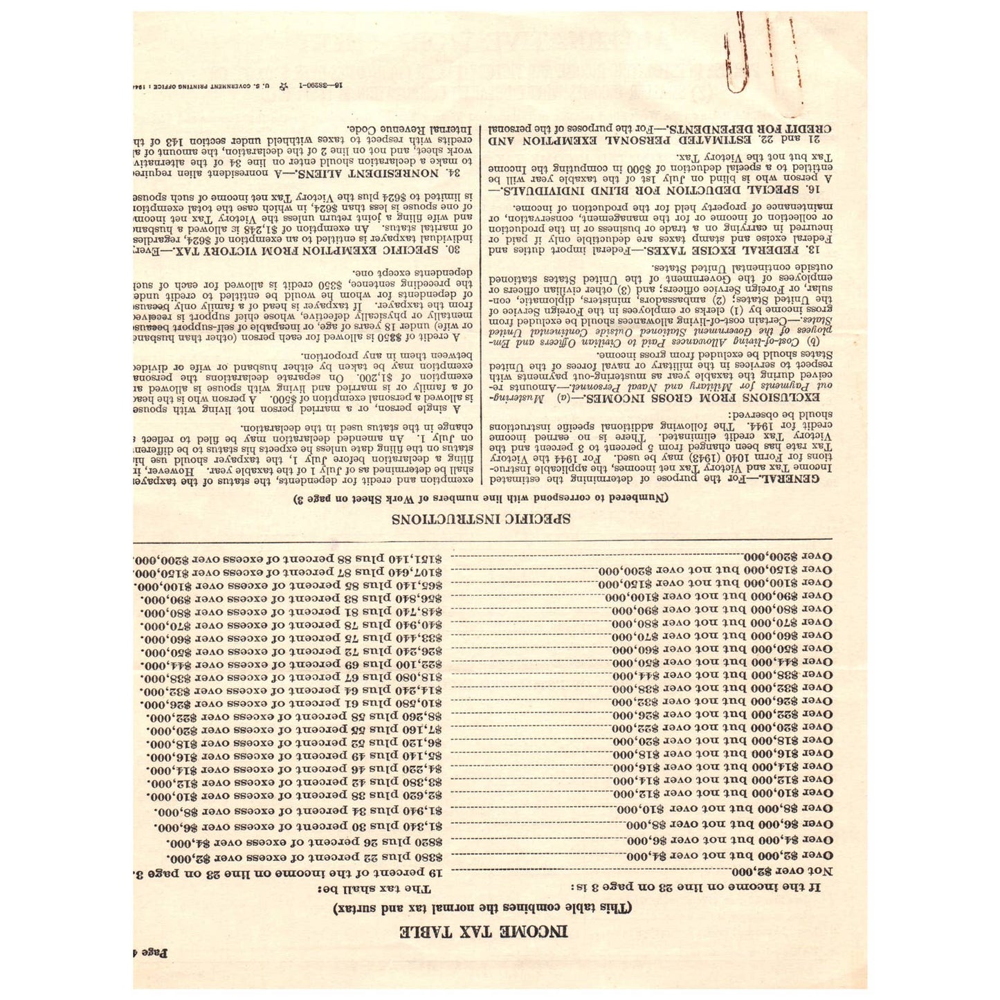 1944 ORIGINAL Declaration of Estimated Income and Victory Tax Form 1040-ES AD1