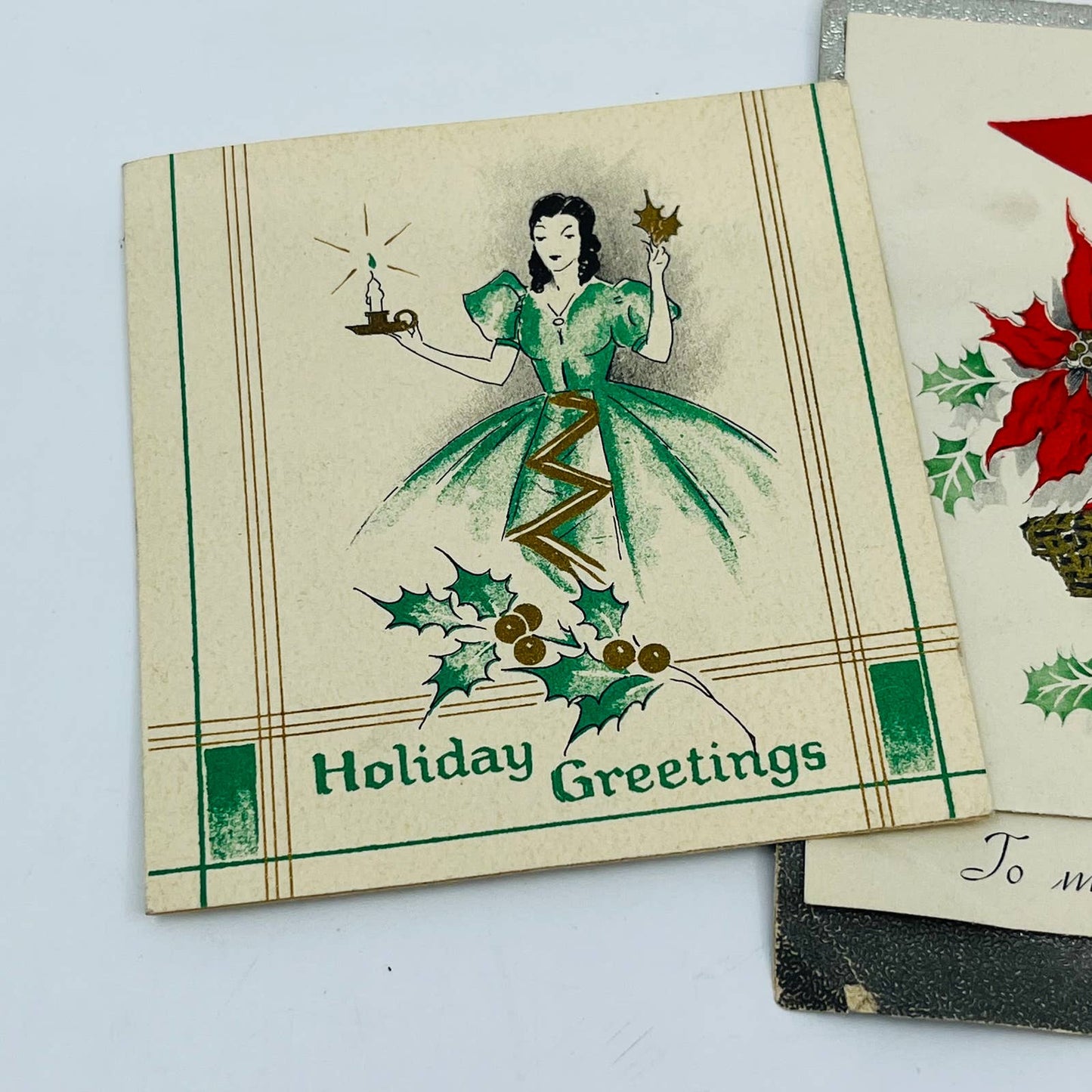 1930s Art Deco Christmas Card Lot of 3 SB8