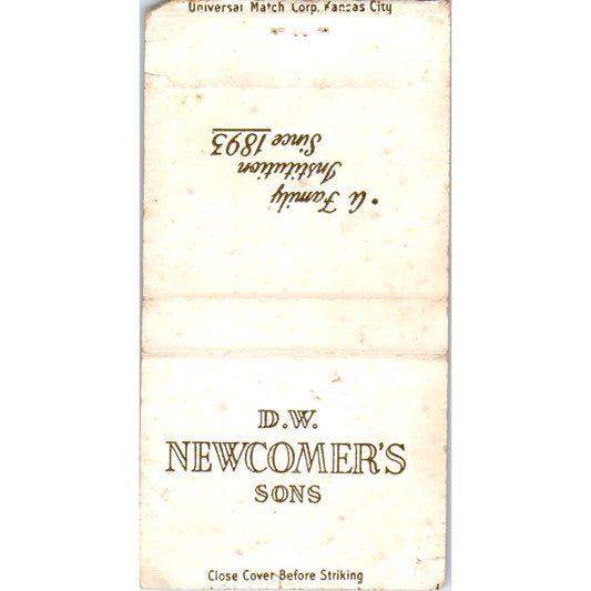 D.W. Newcomer's Sons Kansas City MO Advertising Matchbook Cover MM9-4