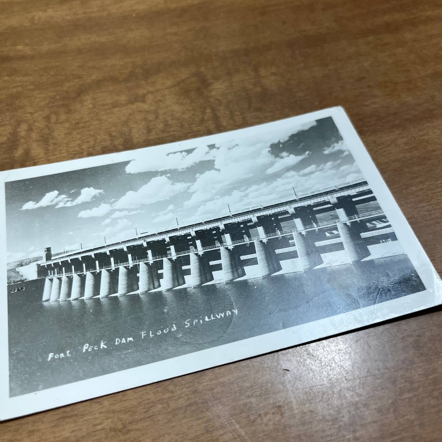 Vintage RPPC Postcard FORT PECK DAM Flood Spillway MONTANA PA1