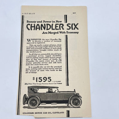 c1920 Chandler Six Motor Car Automobile Ad Cleveland OH AA8