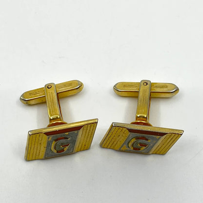 Vintage MCM Silver and Gold Tone Cufflinks Monogrammed “G” Hickok SD4