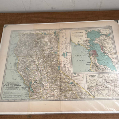 Antique 1897 The Century Atlas Map of CALIFORNIA SET OF 2 Engraved 12.5x17 FL5