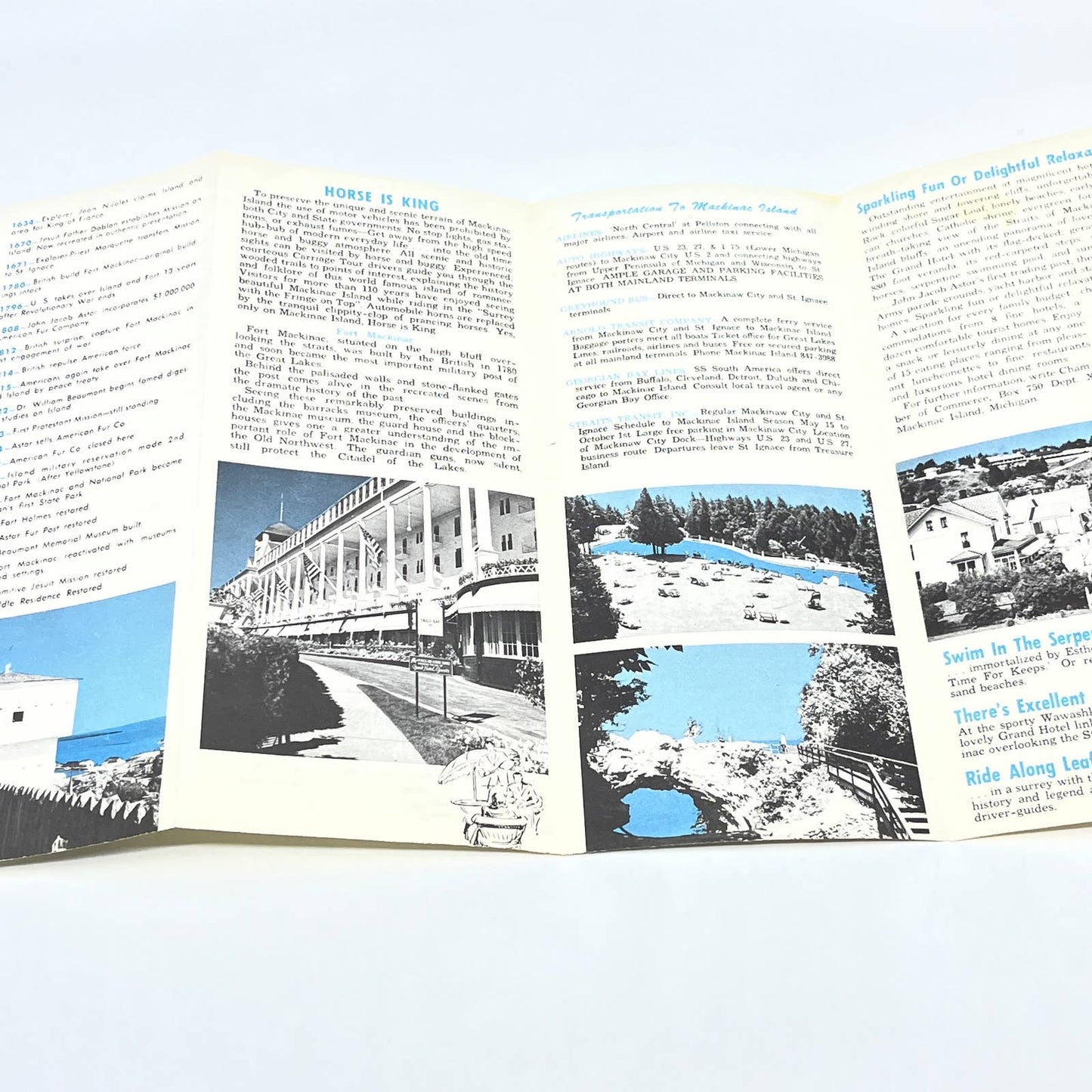 1960s Mackinac Island MI Official Travel Guide Fold Out Tourist Brochure AC1-1