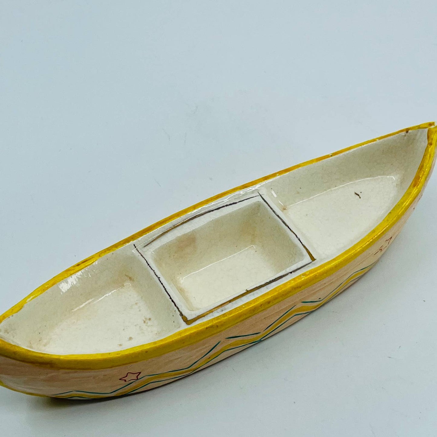 Vintage 1940s Occupied Japan Hand Painted Native American Canoe Salt Cellar TB5