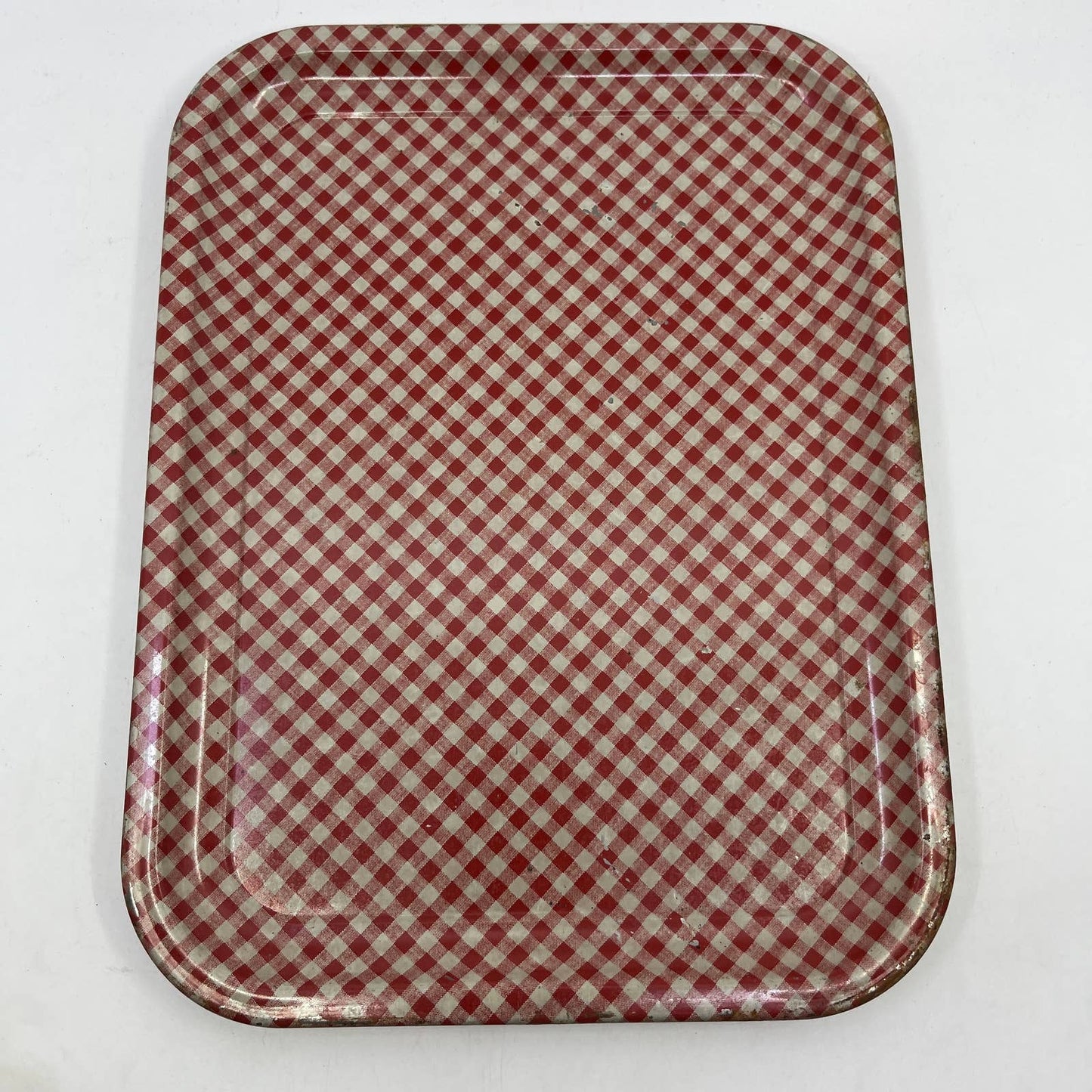 Vintage Set of 4 MCM Plaid Toleware Tin Litho Trays 10.5 x 13.5” TI5-1