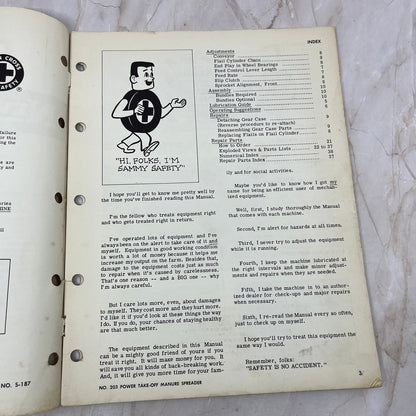 Vintage New Idea Operator's Manual No. 203 Power Take-Off Manure Spreader M1-1