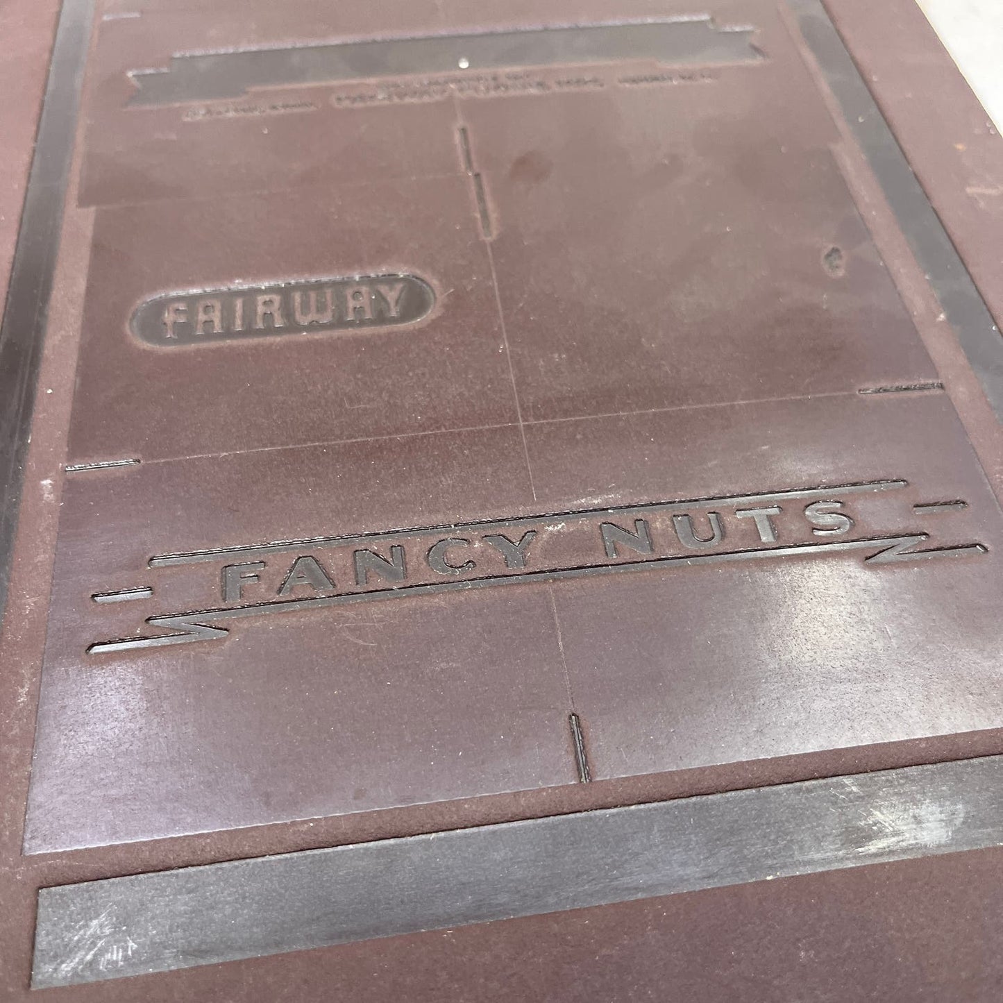 Vintage Newspaper Ad Metal Printing Plate & Flong FAIRWAY Fancy Nuts Fargo TC9-1