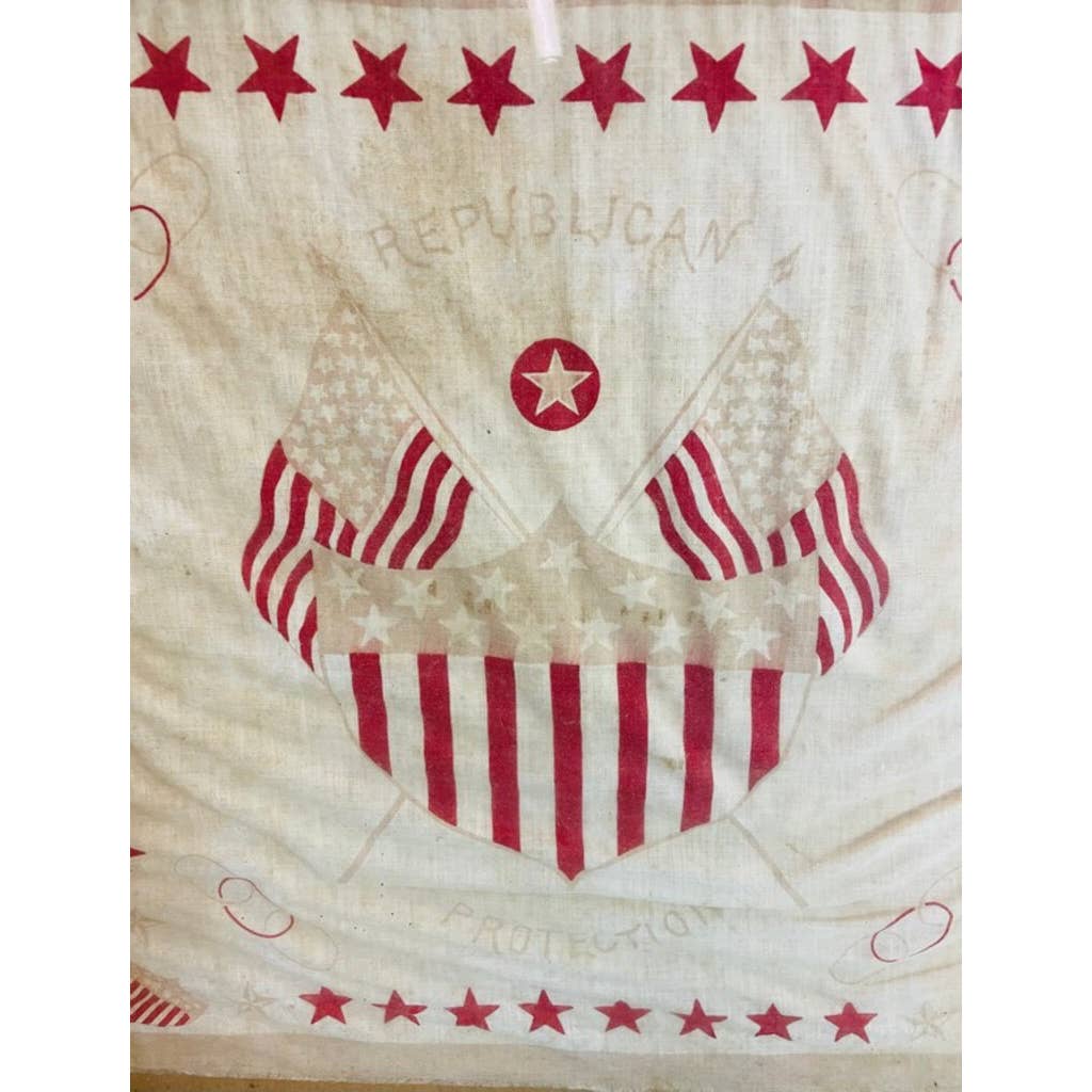 1888 Republican Protection Campaign Banner for the Benjamin Harrison Campaign