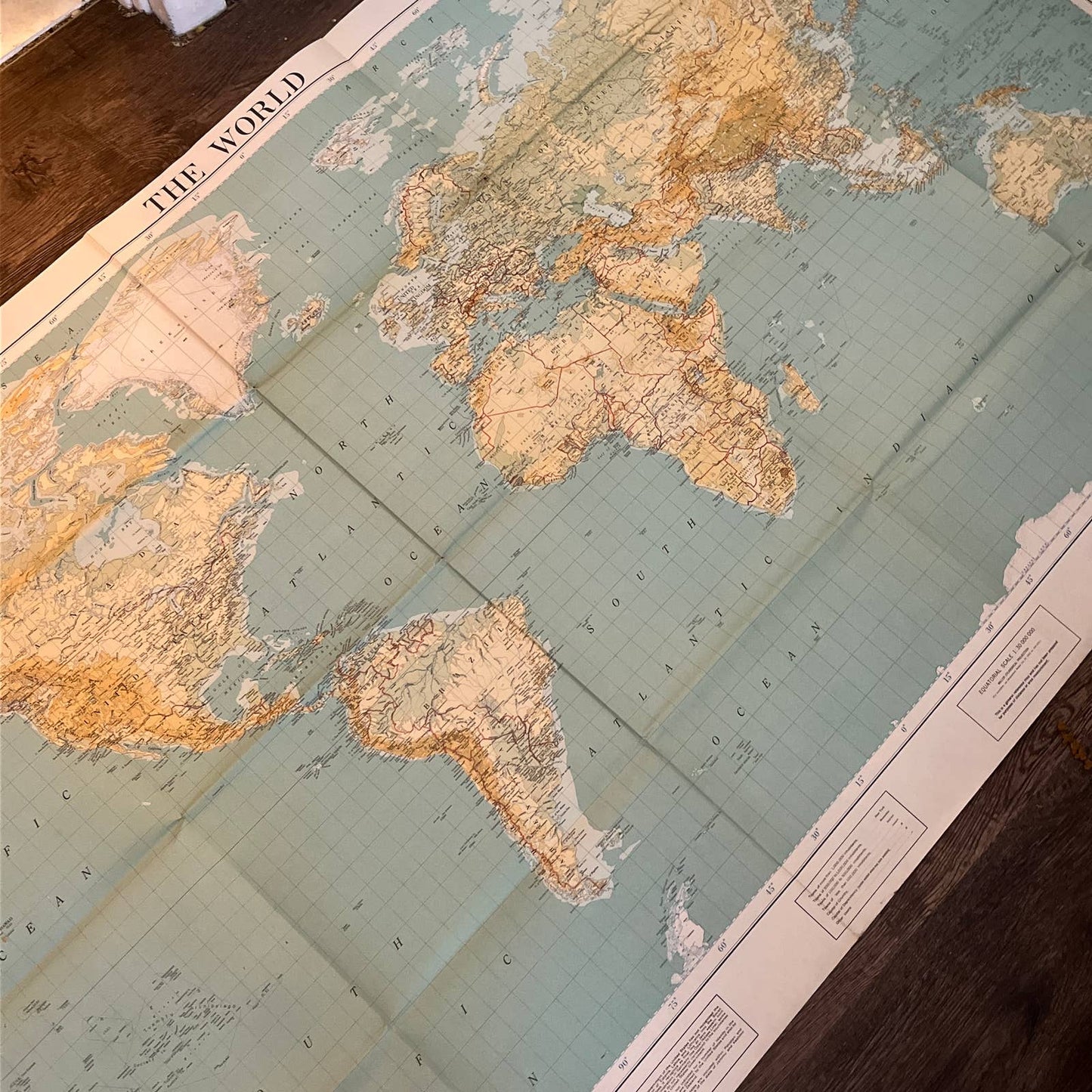 1956 Giant Map of the World American Geographical Society ~34x58 FL5