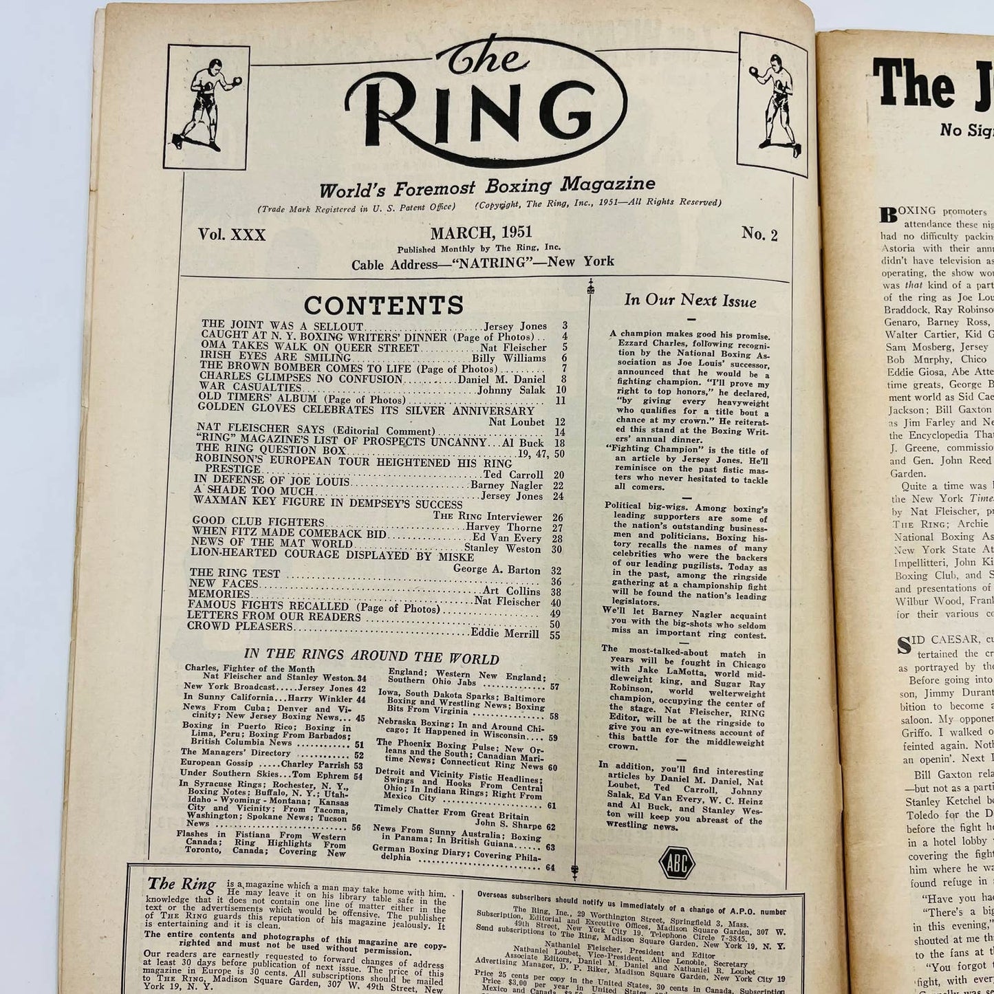 1951 Mar - The Ring Boxing Magazine – Bob Murphy Cover Ezzard Charles TA5