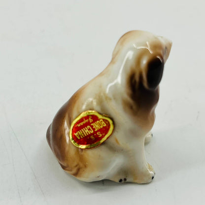 Vintage Collie Dog Figurine Hand Painted Bone China 1.25” SA5