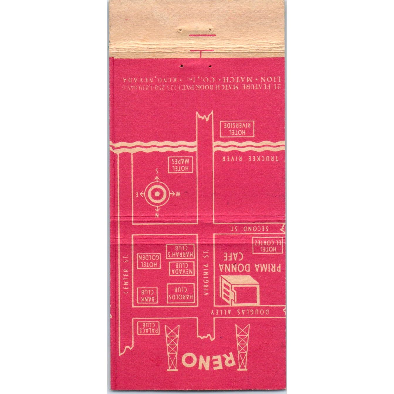 Cafe Prima Donna Reno NV Advertising Matchbook Cover SB3-M7