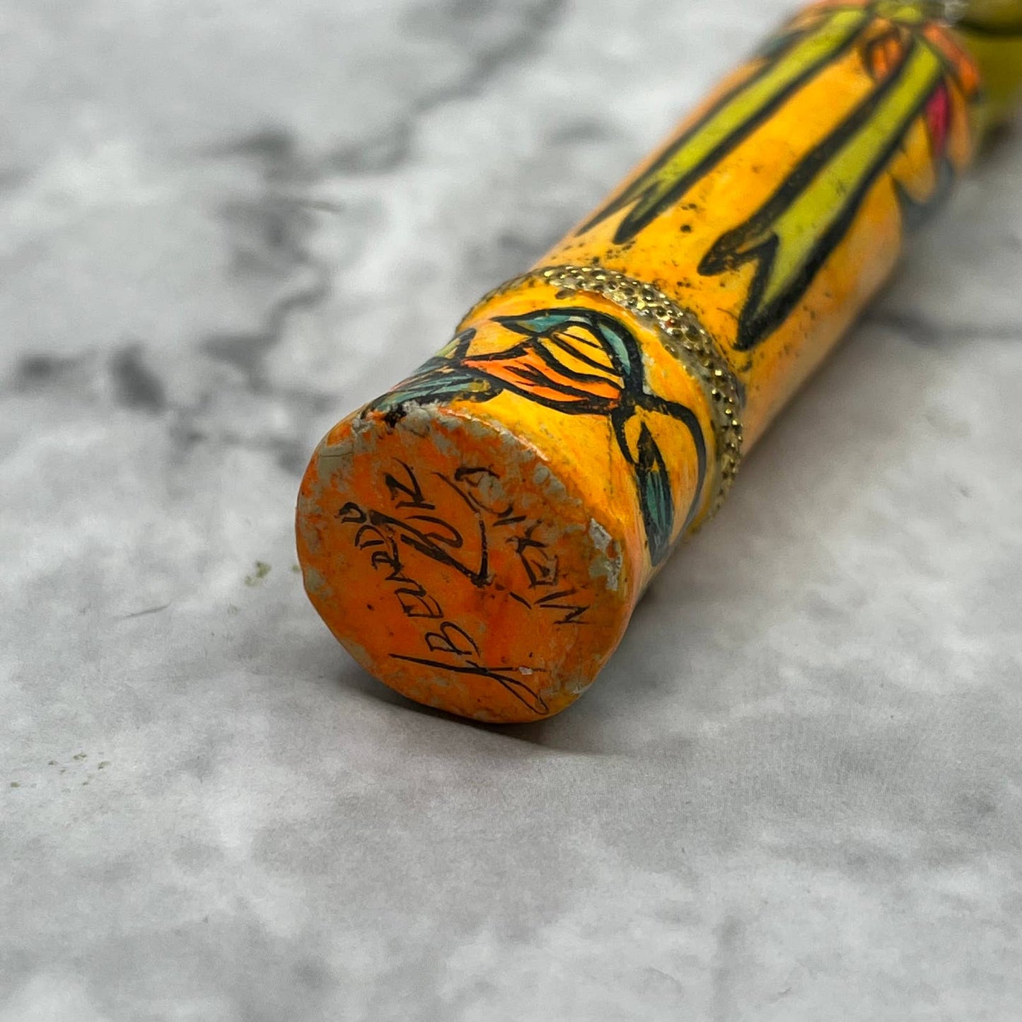 1960's Abelardo Ruiz Papier Mache Mexican Folk Art Lipstick Holder 4" TJ9