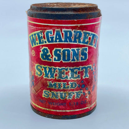 Antique W.E. Garrett & Sons Sweet Mild Snuff Tobacco Tin SD4