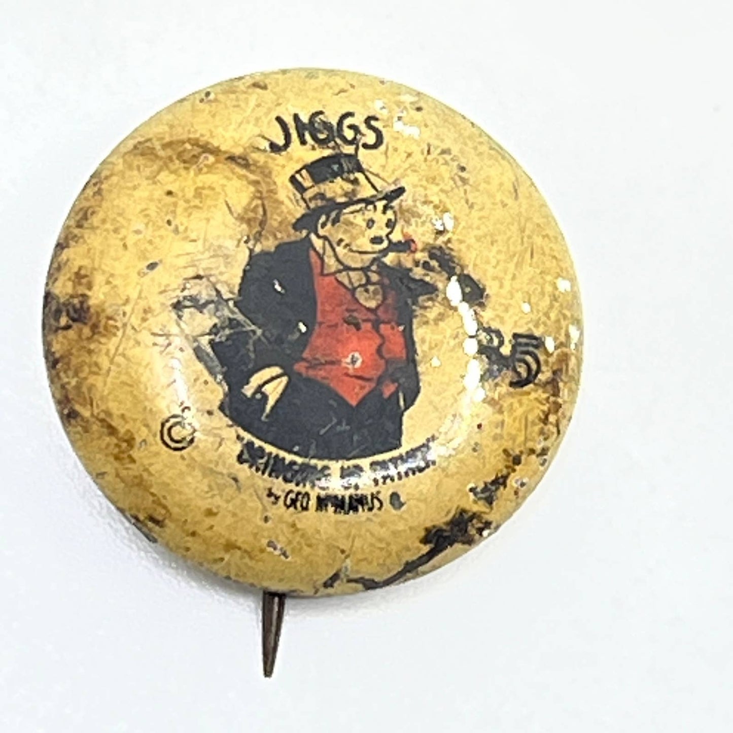 1930s Bringing up Father 35 Jiggs Western Theatre Premium Pinback Button SD9