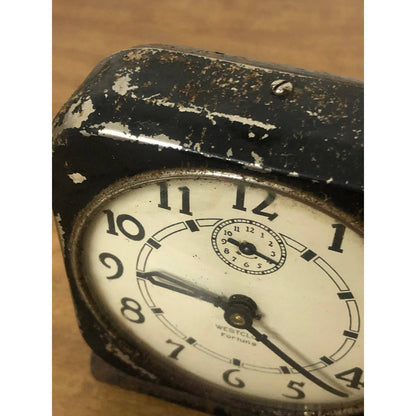Vintage Black Westclox USA Fortune Square Alarm Clock La Salle IL Untested